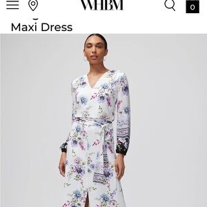 White House Black Market Floral Maxi Dress - White and Purple